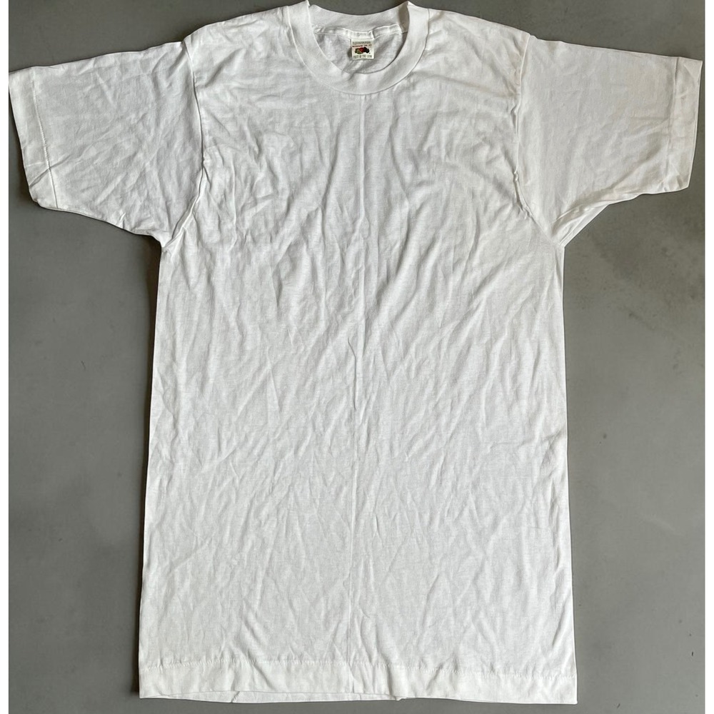 Vintage Fruit of the Loom White T-Shirt Single Stitch Made in USA Medium 38-40